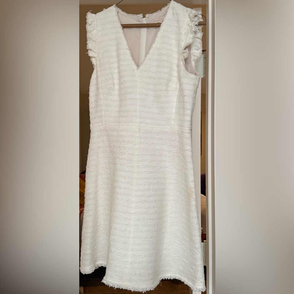 Rebecca Taylor Textured Cream Frilled Dress